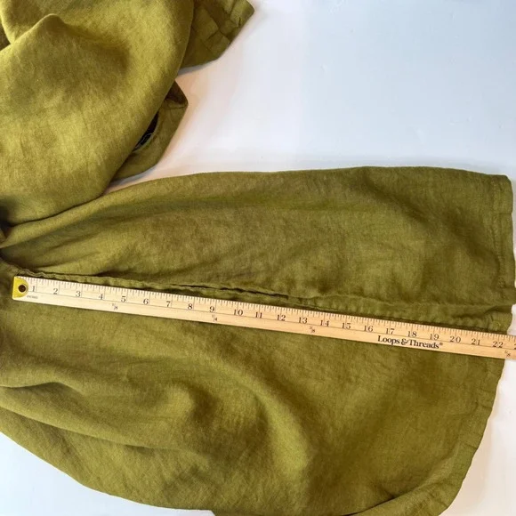 Puro Lino Italian Linen Wide Leg Jumpsuit Olive Green M Relaxed Lagenlook - Picture 13 of 15
